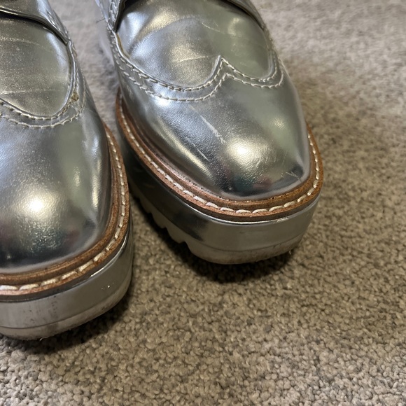 Zara Silver Platform Loafers Size 38 - Picture 3 of 6